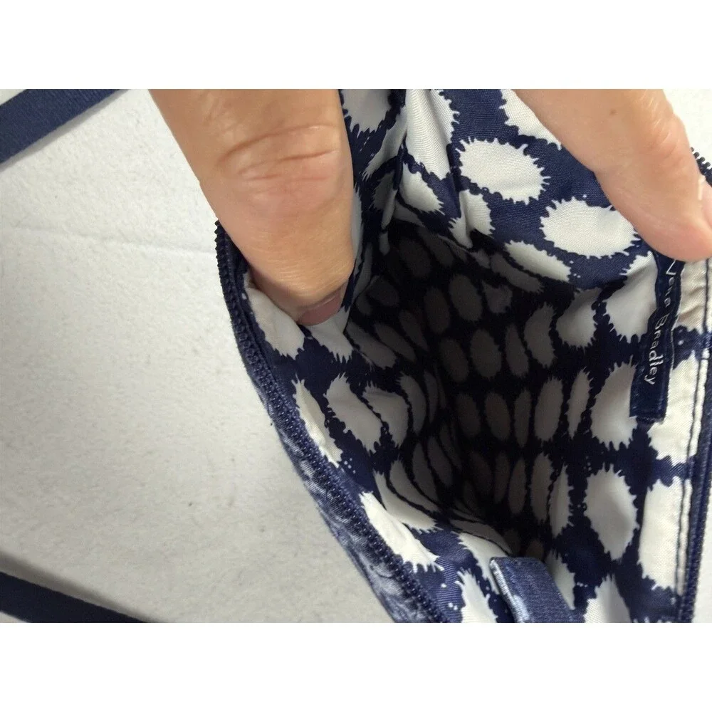 Vera Bradley Paisley Noir Crossbody Bag Quilted Cotton Blue Floral 8 X 8